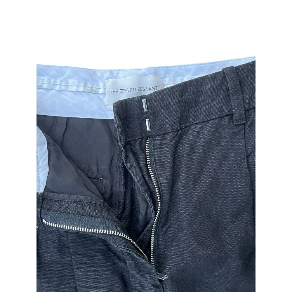 Aritzia Effortless Pant Black Linen Blend Wide Leg Cropped Trousers , Size 4‎